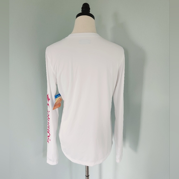 NWT Columbia Women's White/Pink Omni-Shade Long-Sleeve Shirt - Size Medium - Picture 5 of 9